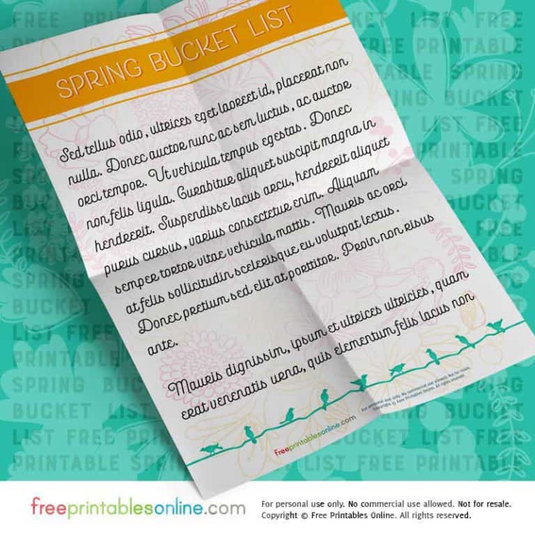 Fairweather Spring Printable Bucket List - Free Printables Online