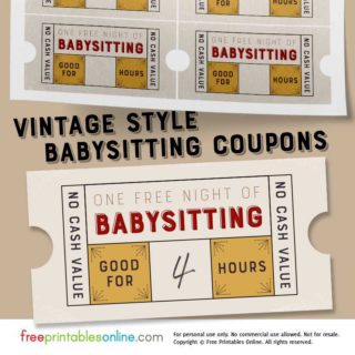 printable free babysitting coupon template