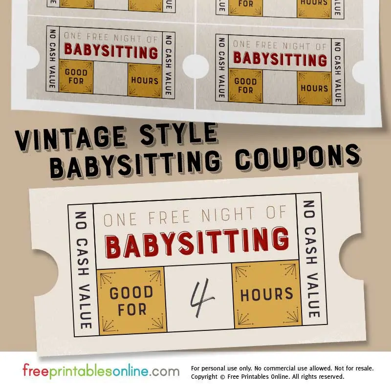 Printable Babysitting Coupons Enjoy HassleFree Childcare!