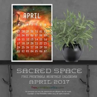 Outer Space April 2017 Calendar