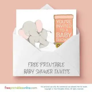 Printable lephant Baby Shower Invitation