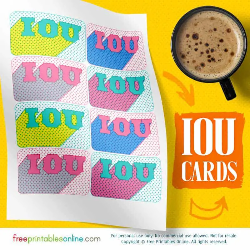IOU Cards to Print