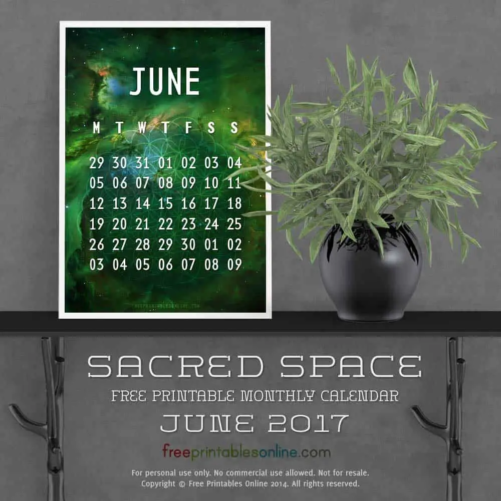 Outer Space June 2017 Calendar