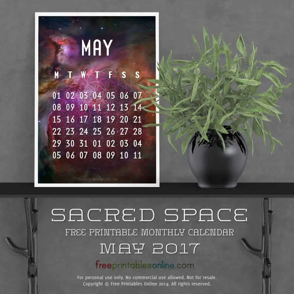 Outer Space May 2017 Calendar