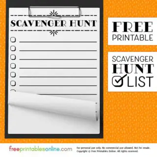 Printable Scavenger Hunt List
