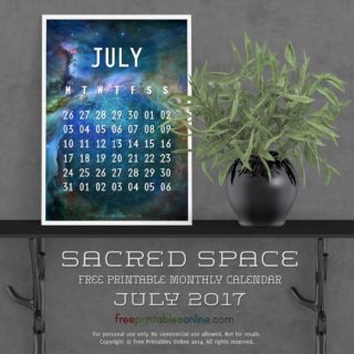 Outer Space July 2017 Calendar