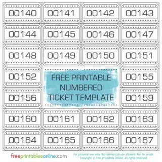 Numbered Ticket Template