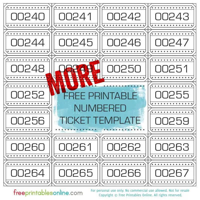 printable numbered tickets template extended free