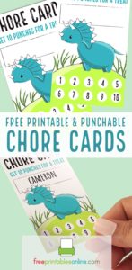 Dinosaur Chore Punch Cards