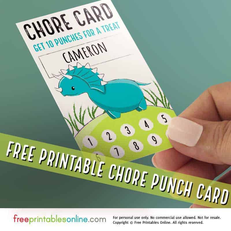 Dinosaur Chore Punch Cards