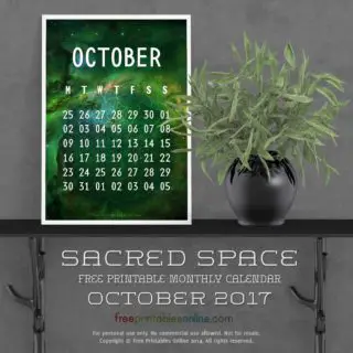 Sacred Outer Space October 2017 Calendar