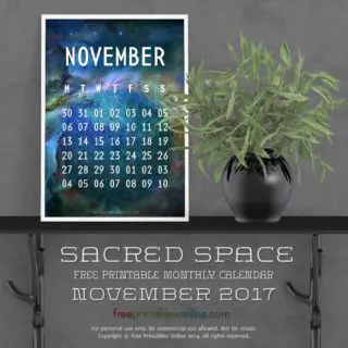 Sacred Space November Monthly Calendar