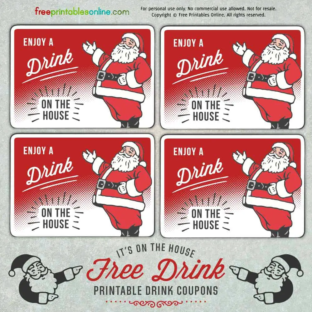 santa holiday drink ticket template free printables online