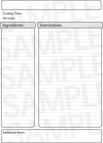 Black Recipe Jotter Page
