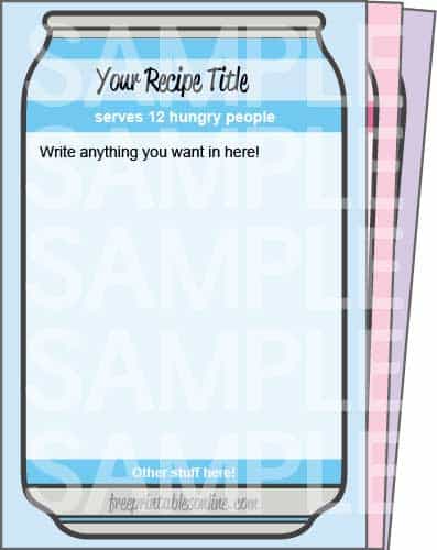 Soda Can Recipe Card Templates