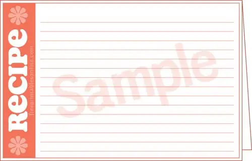 Doubled Sided Lined Recipe Cards