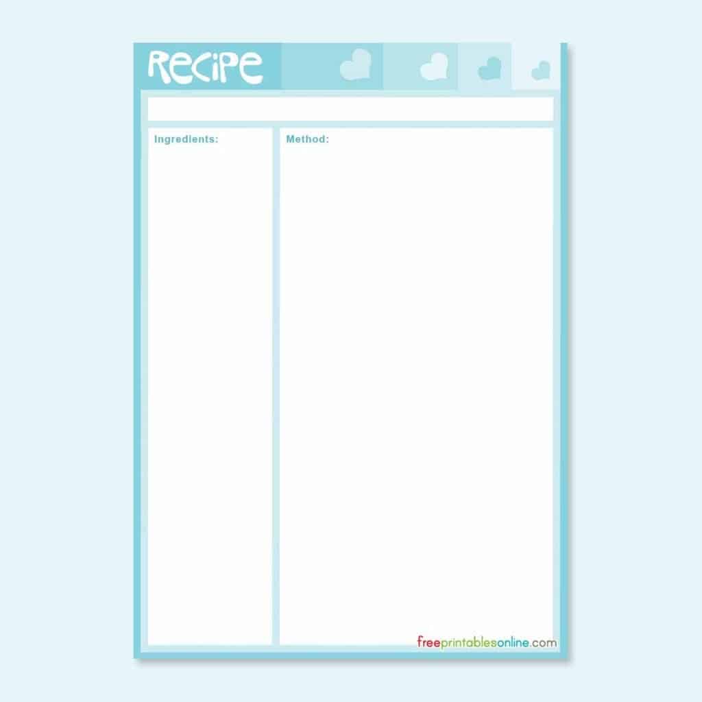 Blue Love Sick Printable Recipe Pages
