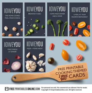 food and Cooking Themed I Owe You Cards mockup