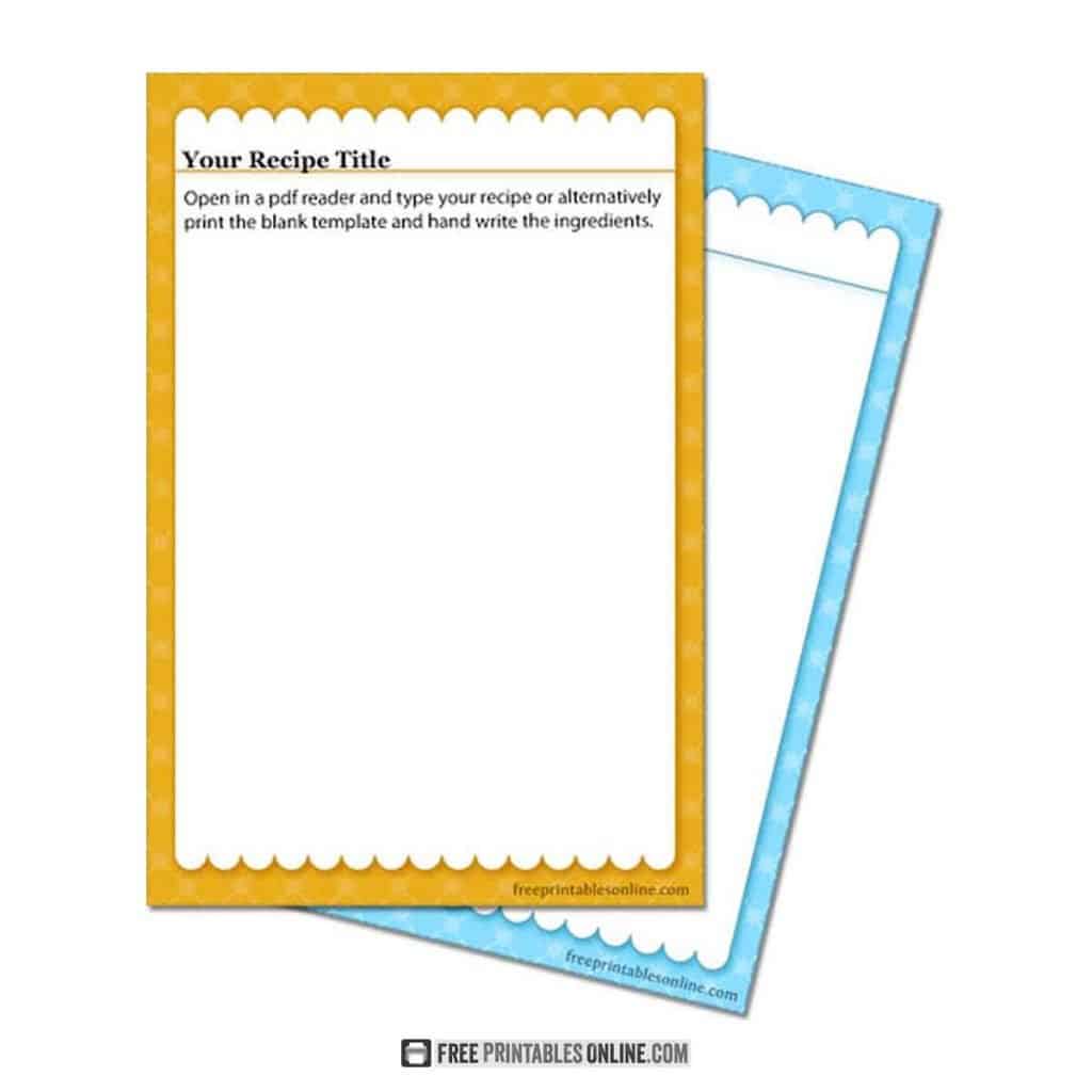 Cupcake Printable Vertical Recipe Cards Cupcake Fringed Vertical Recipe Cards