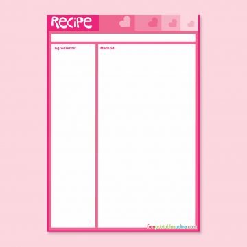 Pink Love Sick Printable Recipe Pages