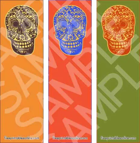 Colorful Printable Skull Bookmarks