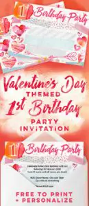 Valentine's Day 1st Birthday Party Invitations
