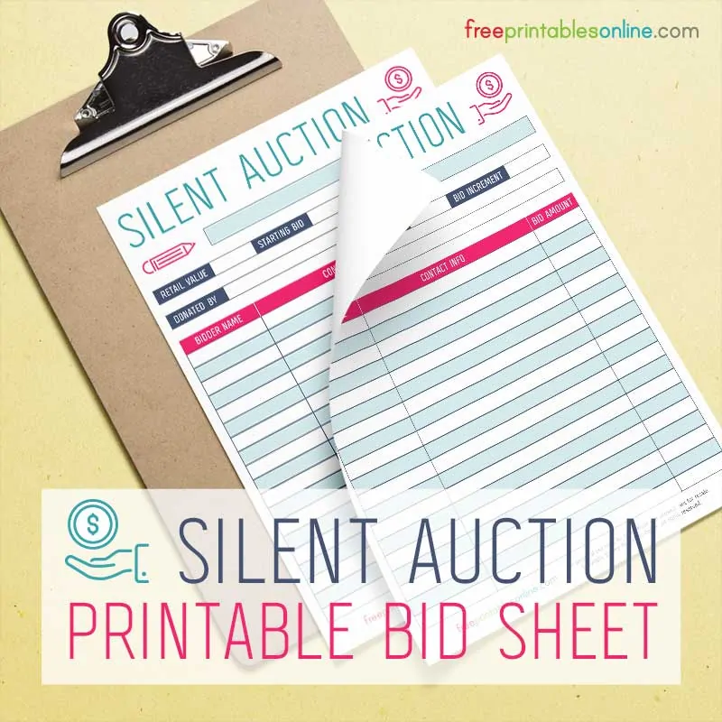 Silent Auction Bidding Sheet Free Printables Online