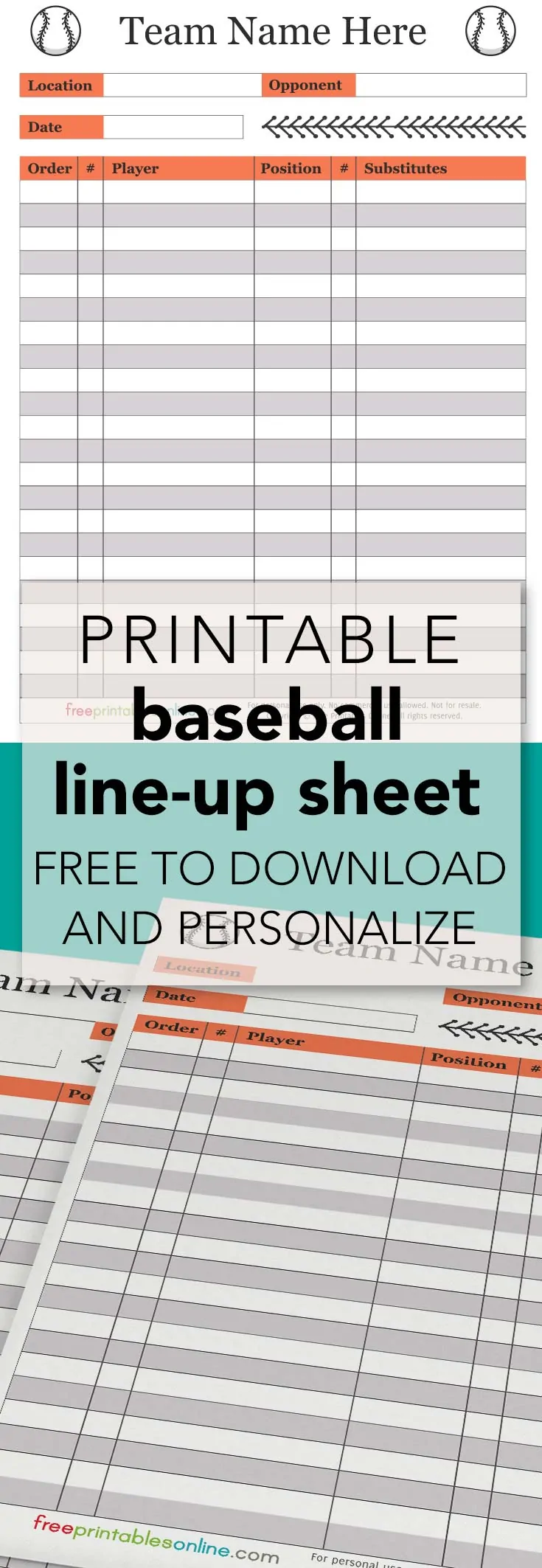 Printable Baseball Lineup Sheet Free Printables Online