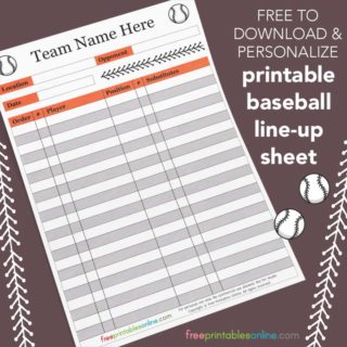 Printable Baseball Lineup Sheet