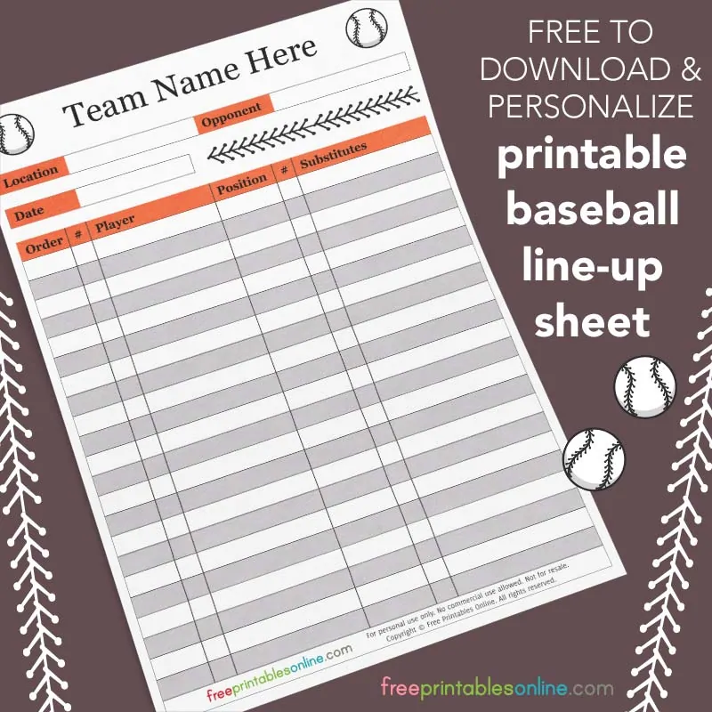 Free Baseball Roster and Lineup Template