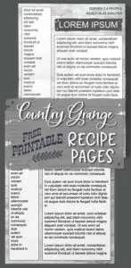 Country Grange Recipe Book Printable Pages