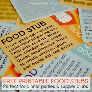 Free Printable Food Stubs