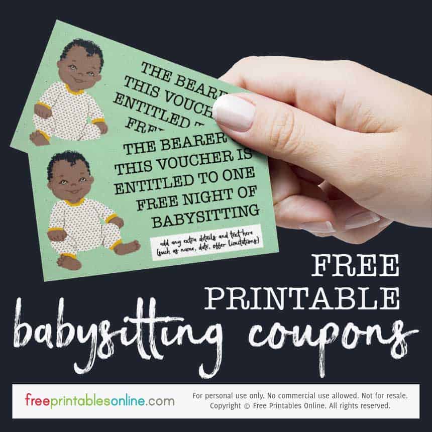 Cute Onesie Free Babysitting Voucher Free Printables Online