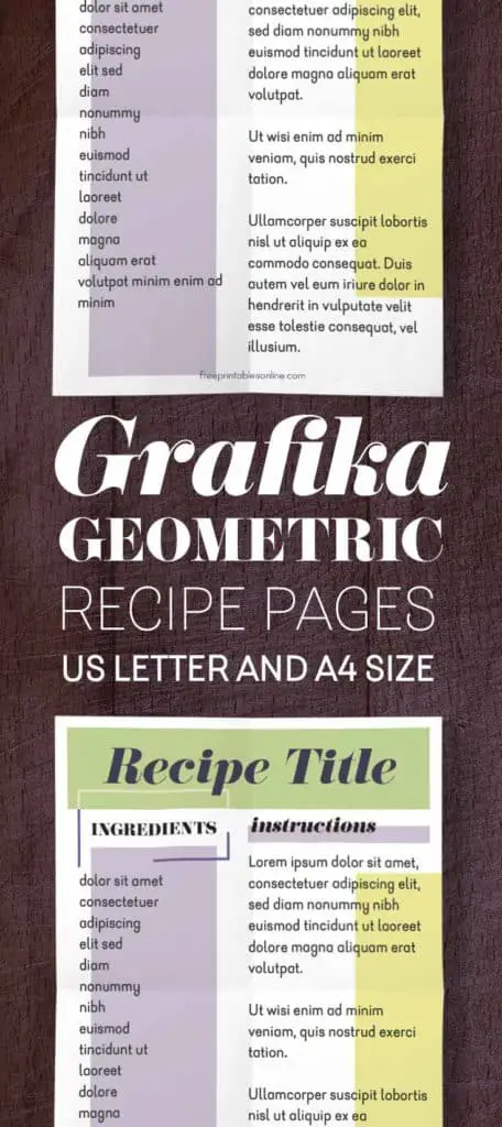 Printable Recipe Pages