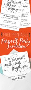 Free printable farewell invitation
