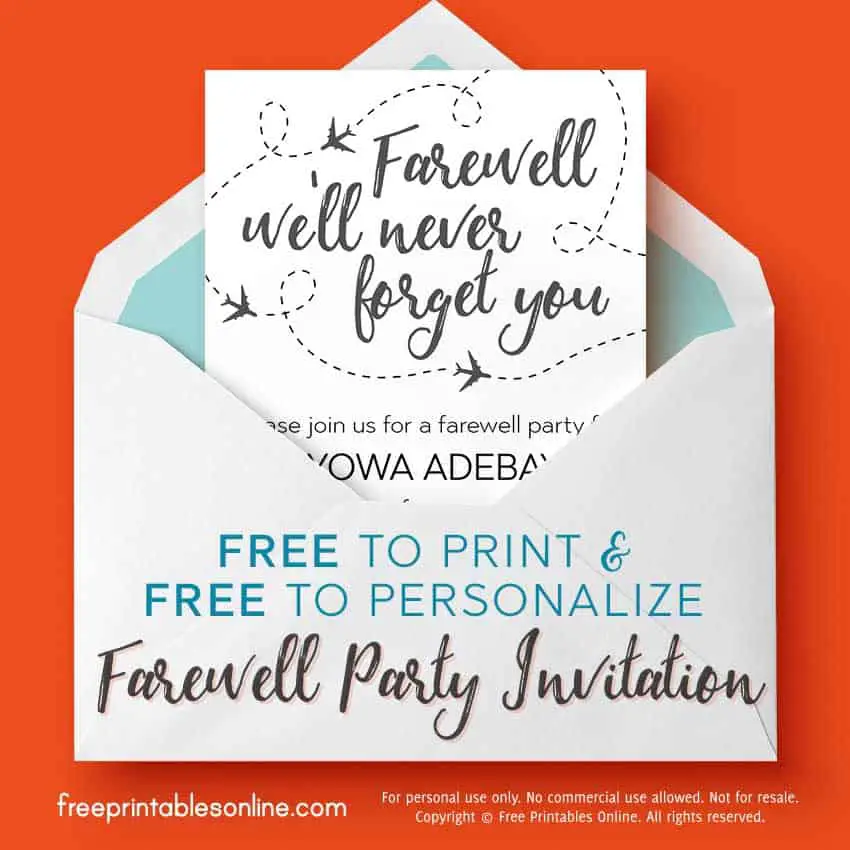We'll Never Forget You Printable Farewell Invitation