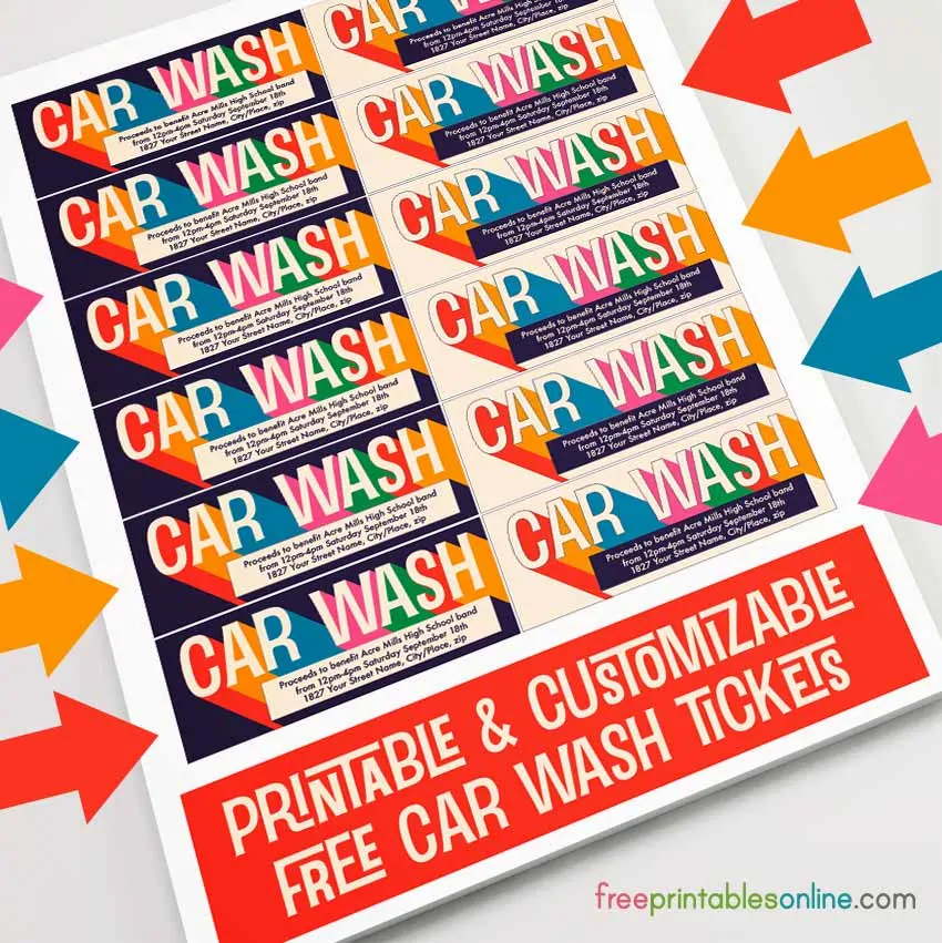 Printable Car Wash Tickets