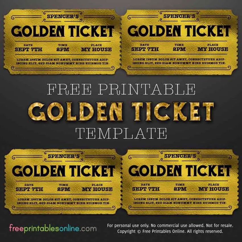 Free Golden Ticket Template Editable
