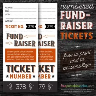 Numbered Fundraising Ticket Template