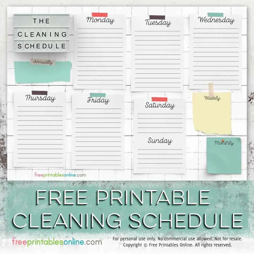 Customizable Free Printable Cleaning Schedule Template