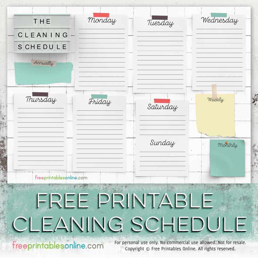 Free Printable Cleaning Schedule Template Free Printables Online