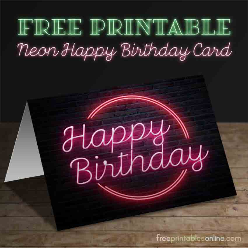 Neon Birthday Card Templates