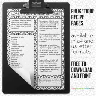 Personalized Printable Phuketique Recipe Pages