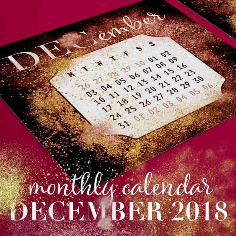 Printable December 2018 Calendar