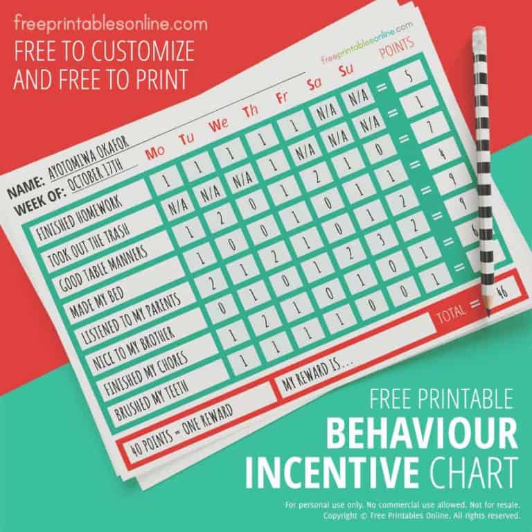 Free Good Behavior Chart Template - Free Printables Online