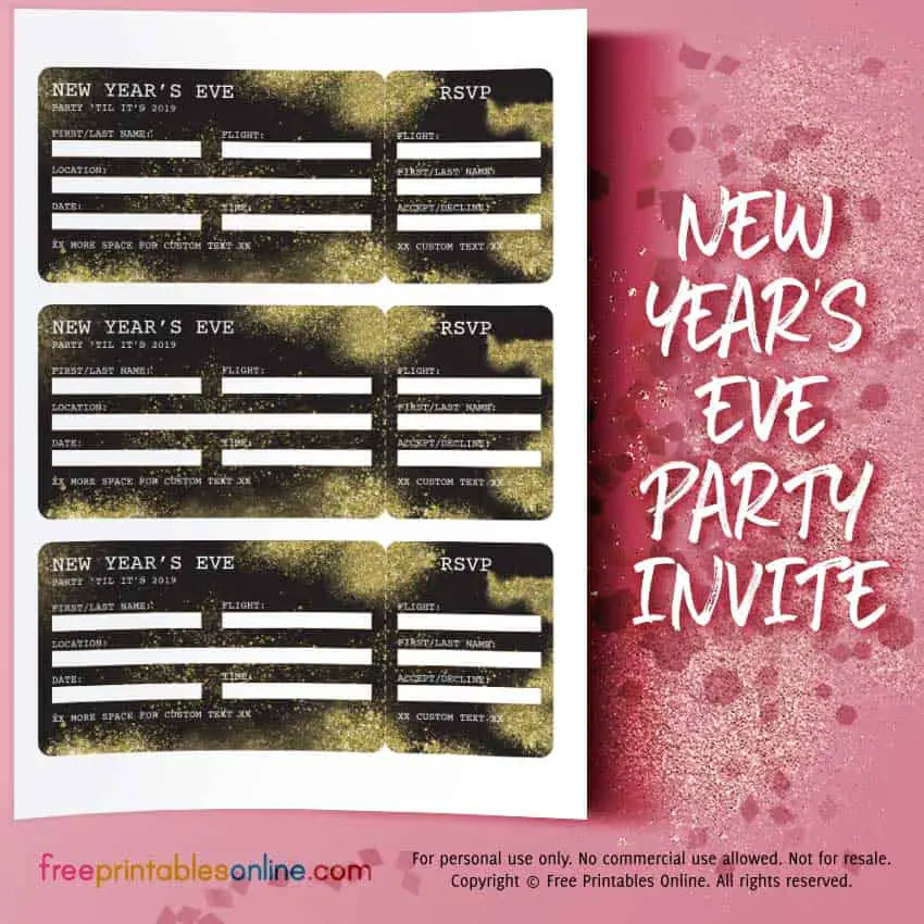 New Year's Eve Party Boarding Pass