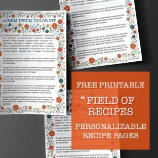 floral recipe page template