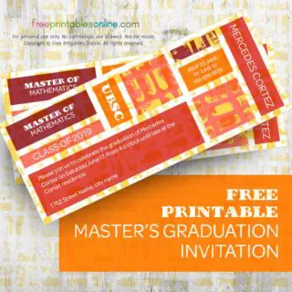 Printable master's graduation invitation