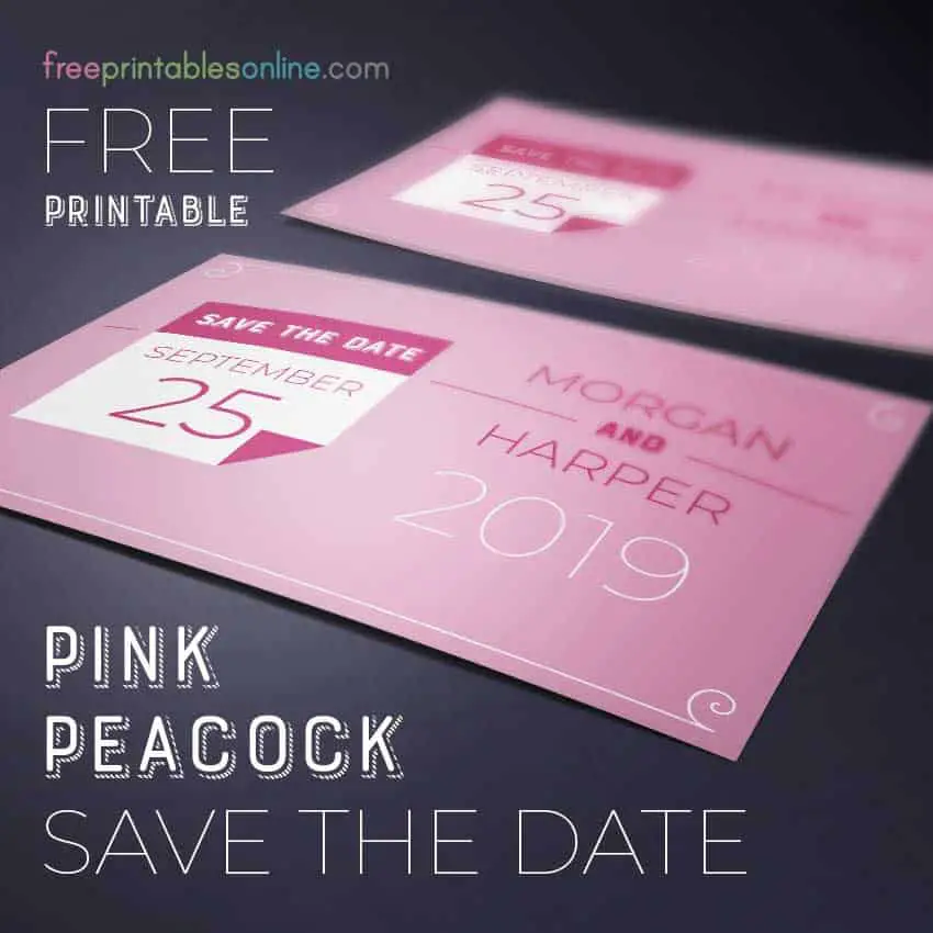 Pink Peacock Save the Date Postcard