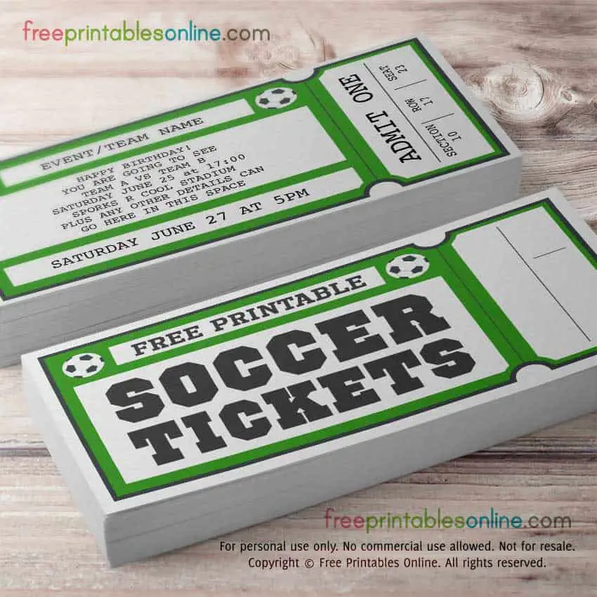 Free Printable Soccer Ticket template